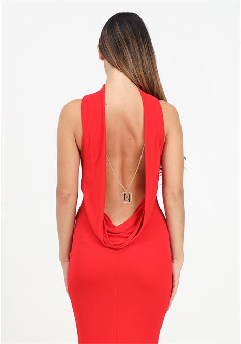 Abito lungo rosso da donna con collana sulla schiena ELISABETTA FRANCHI | AB71647E2CG5